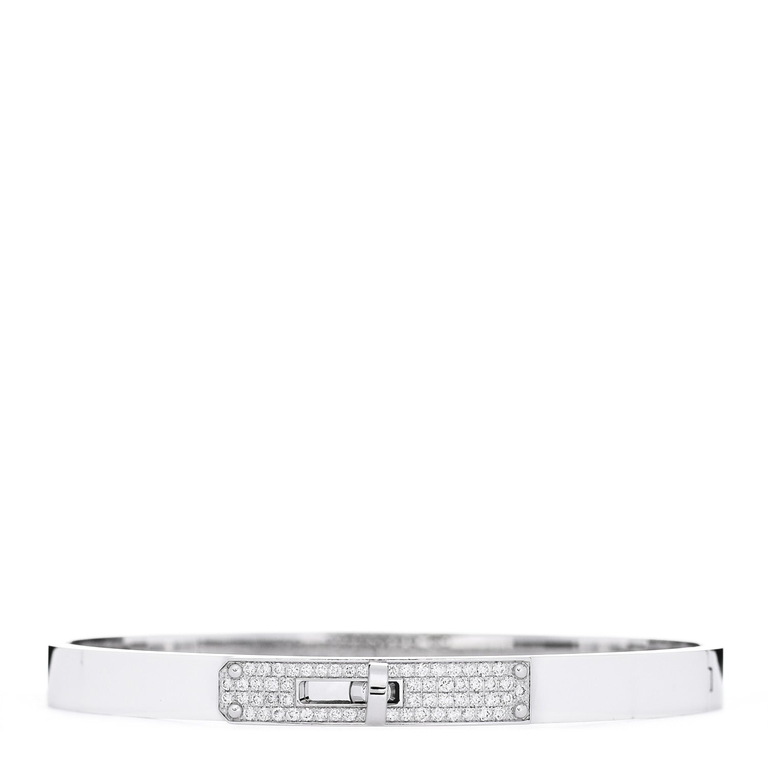 Hermes 18K White Gold Diamond PM Kelly Pave Bracelet SH 1 of 3