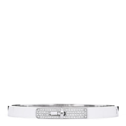 Hermes 18K White Gold Diamond PM Kelly Pave Bracelet SH 1 of 3