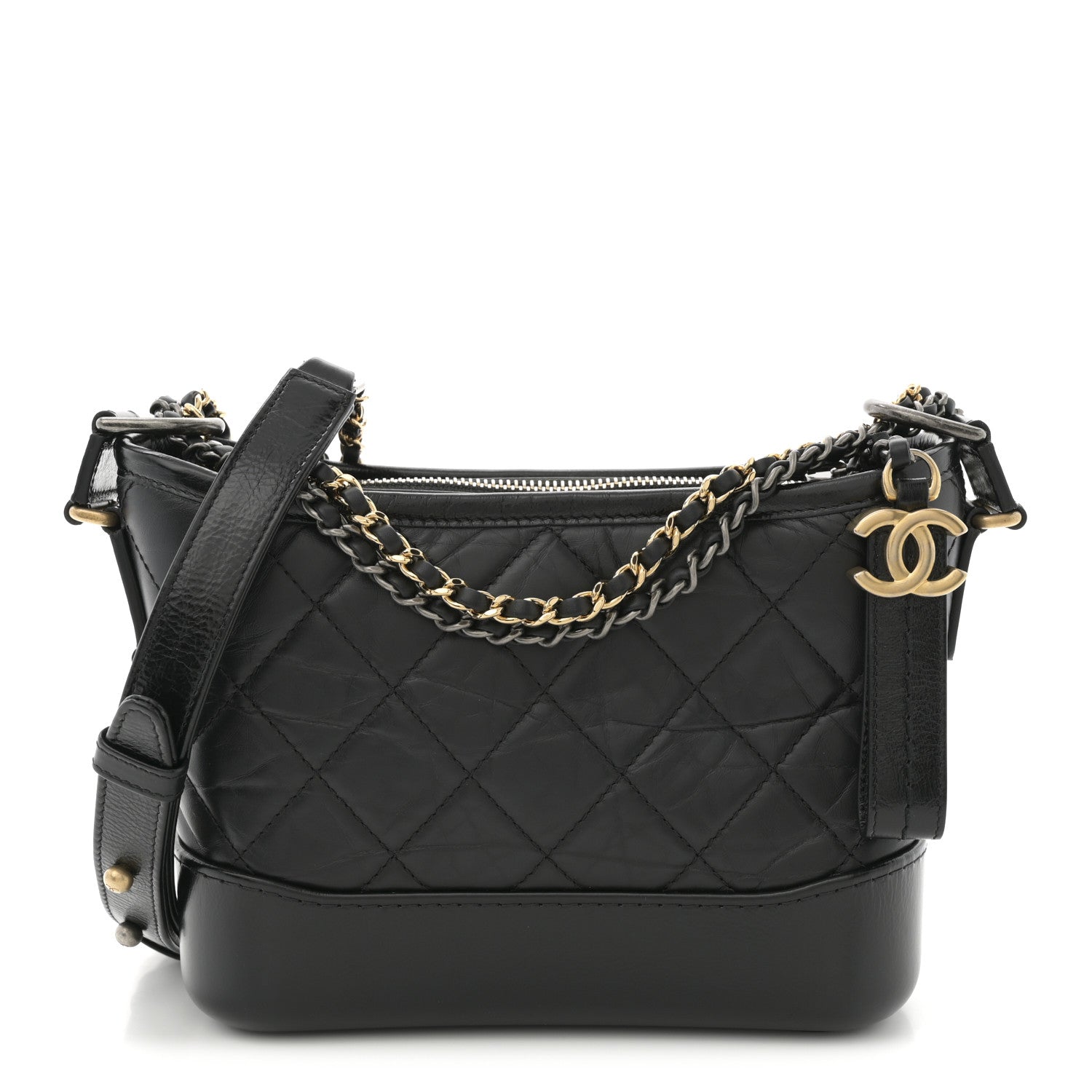 Chanel Aged Calfskin Quilted Small Gabrielle Hobo Black 1 of 11