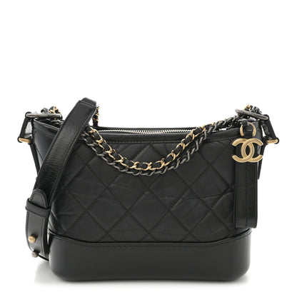 Chanel Aged Calfskin Quilted Small Gabrielle Hobo Black 1 of 11