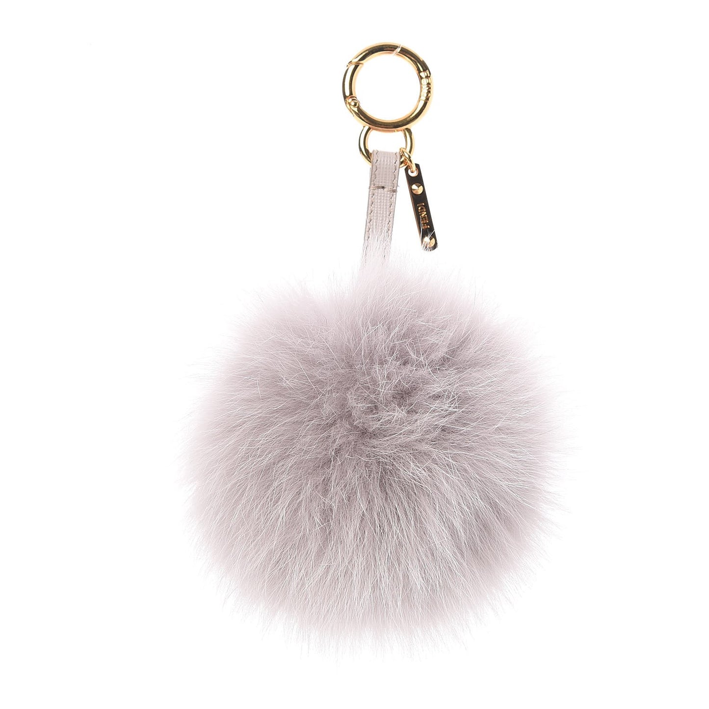 Fox Fur Vitello Elite Pom Pom Bag Charm Grigio Perla