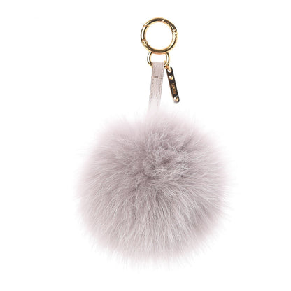 Fendi Fox Fur Vitello Elite Pom Pom Bag Charm Grigio Perla 1 of 4