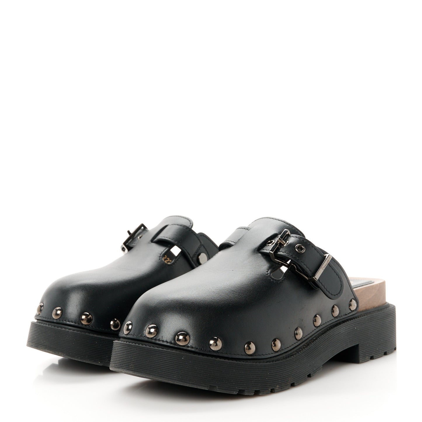 Calfskin Diorquake Buckled Lug Sole 15mm Clogs 37 Black