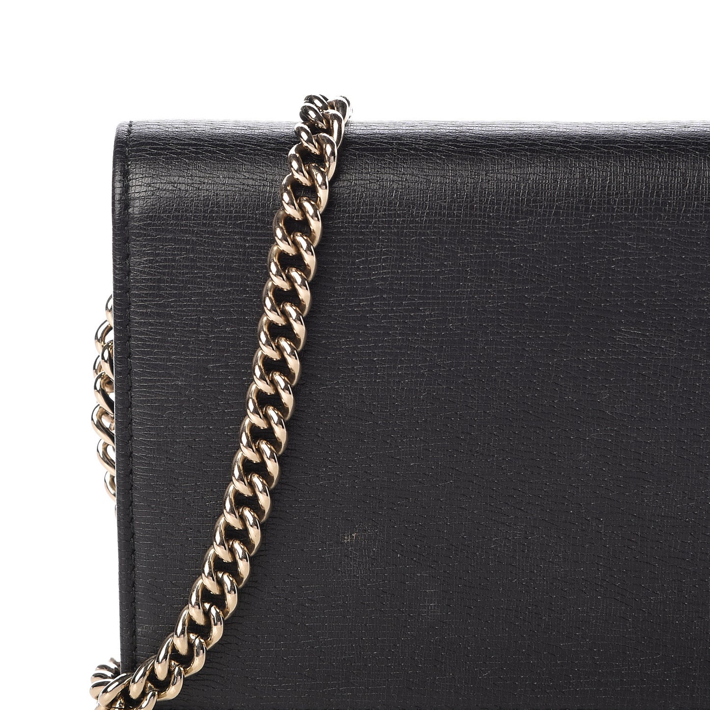 Textured Calfskin Medium Betty Chain Wallet Black
