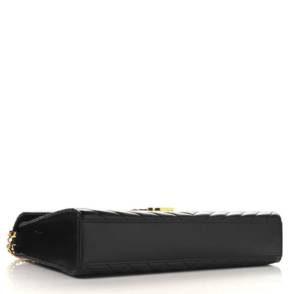 Saint Laurent Grain De Poudre Textured Mixed Matelasse Large Triquilt Monogram Satchel Black 4 of 10