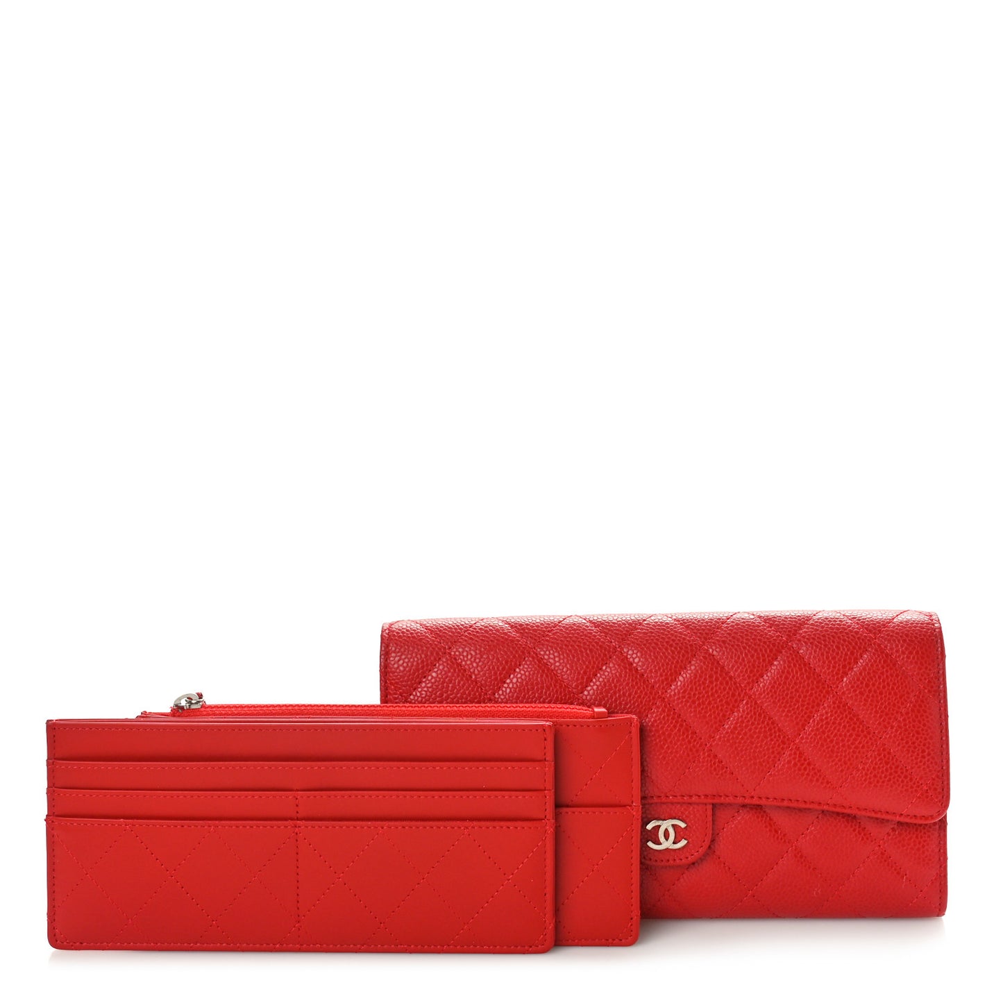 Caviar Quilted Travel Wallet Red