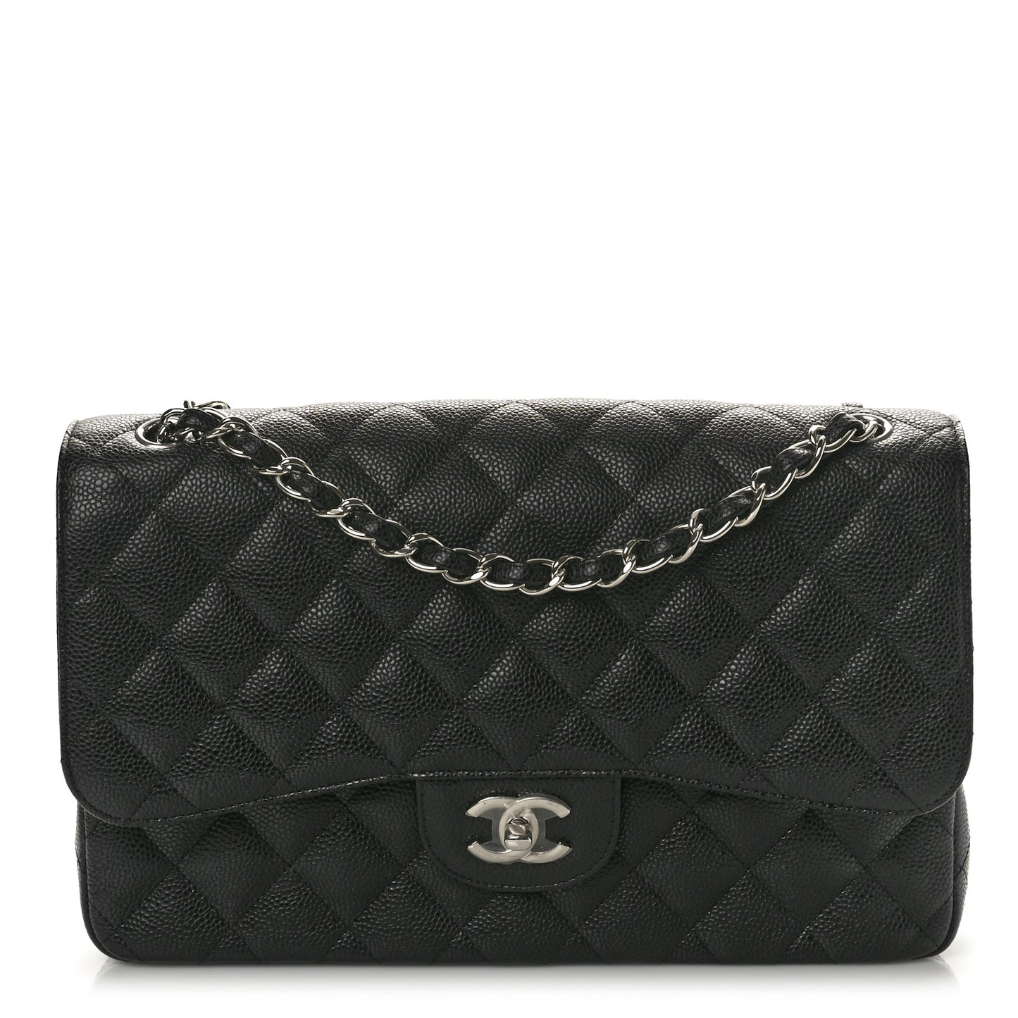 Caviar Quilted Jumbo Double Flap Black