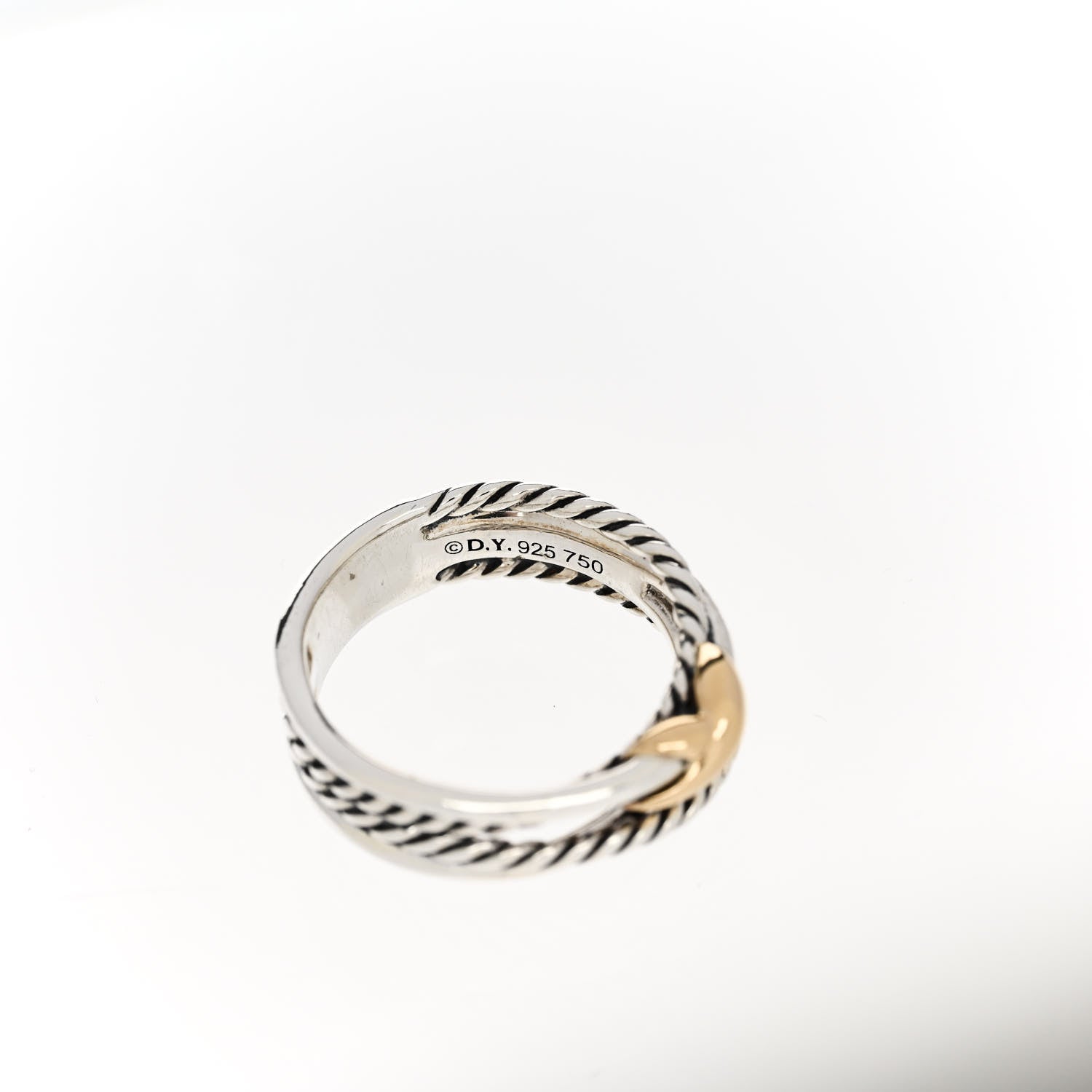 David Yurman Sterling Silver 18K Yellow Gold 6mm X Crossover Ring 52 6 4 of 5