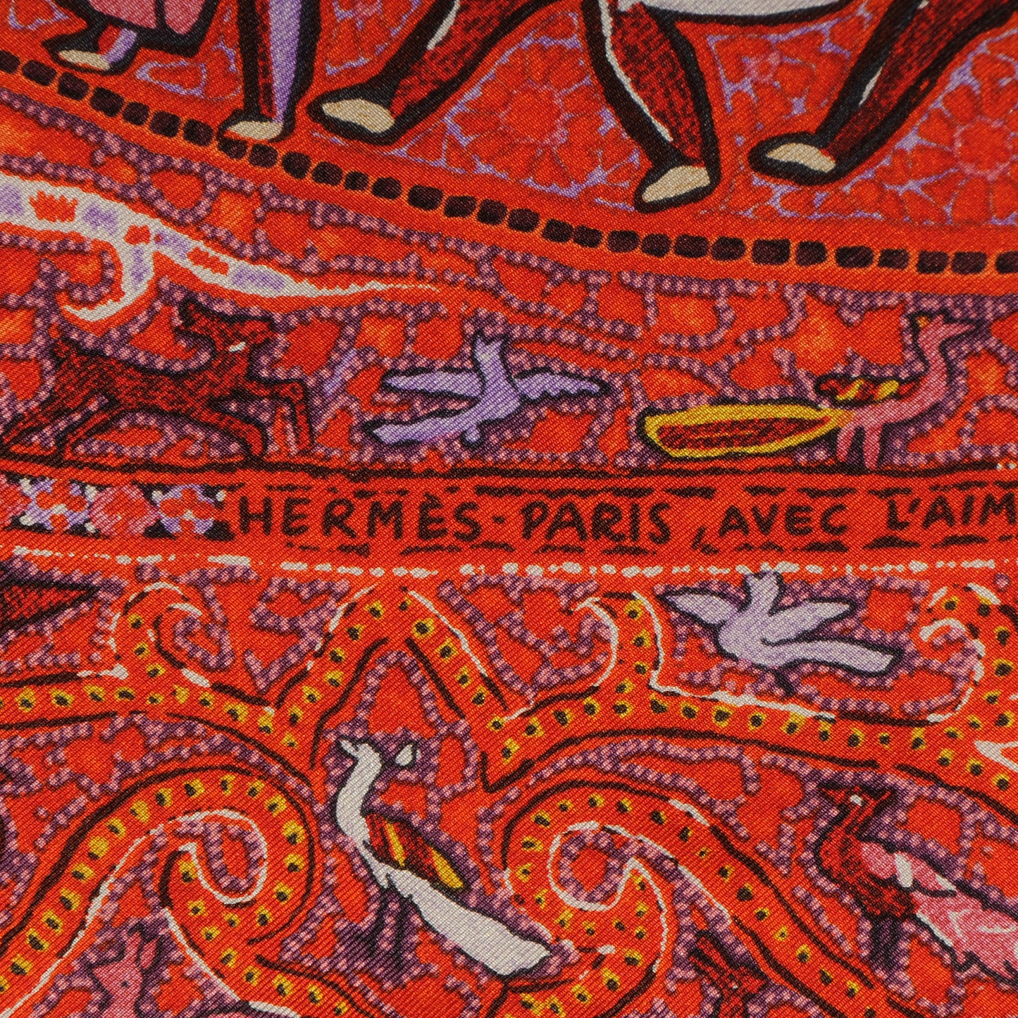 Silk Lalbhai Scarf 140 Rose Indien Orange Jaune