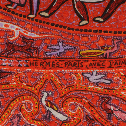 Hermes Silk Lalbhai Scarf 140 Rose Indien Orange Jaune 4 of 5