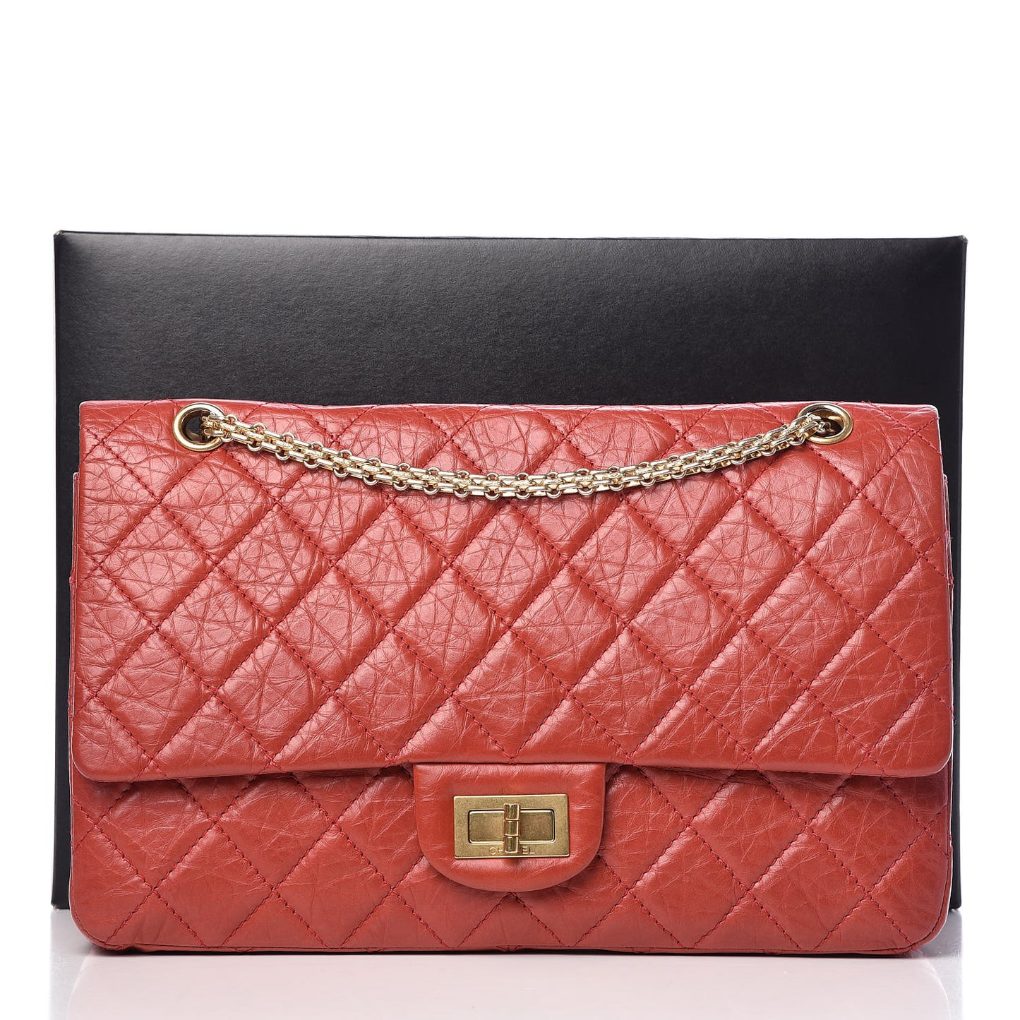Aged Calfskin Quilted 2.55 Reissue 227 Flap Red