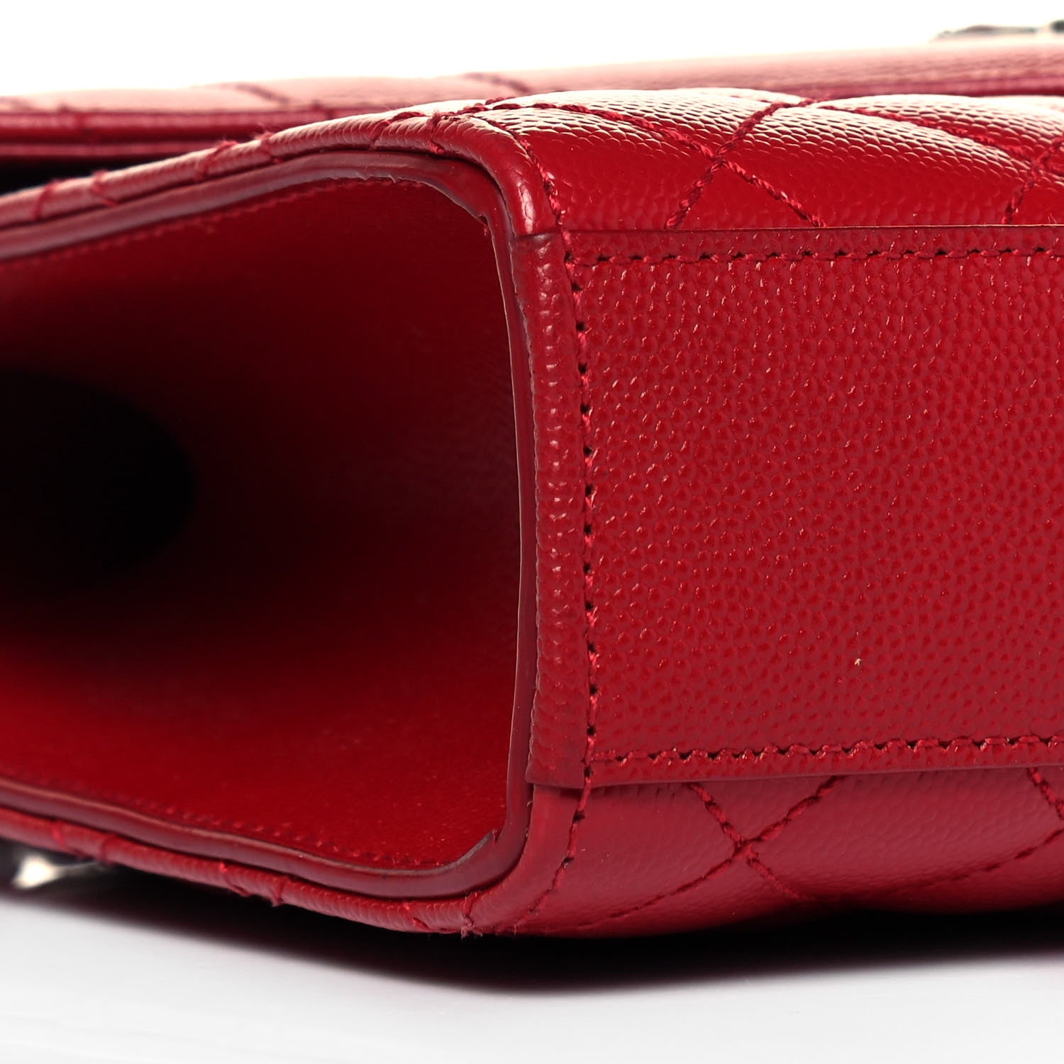Saint Laurent Grain De Poudre Textured Mixed Matelasse Triquilt Medium Monogram Satchel New Red 7 of 10