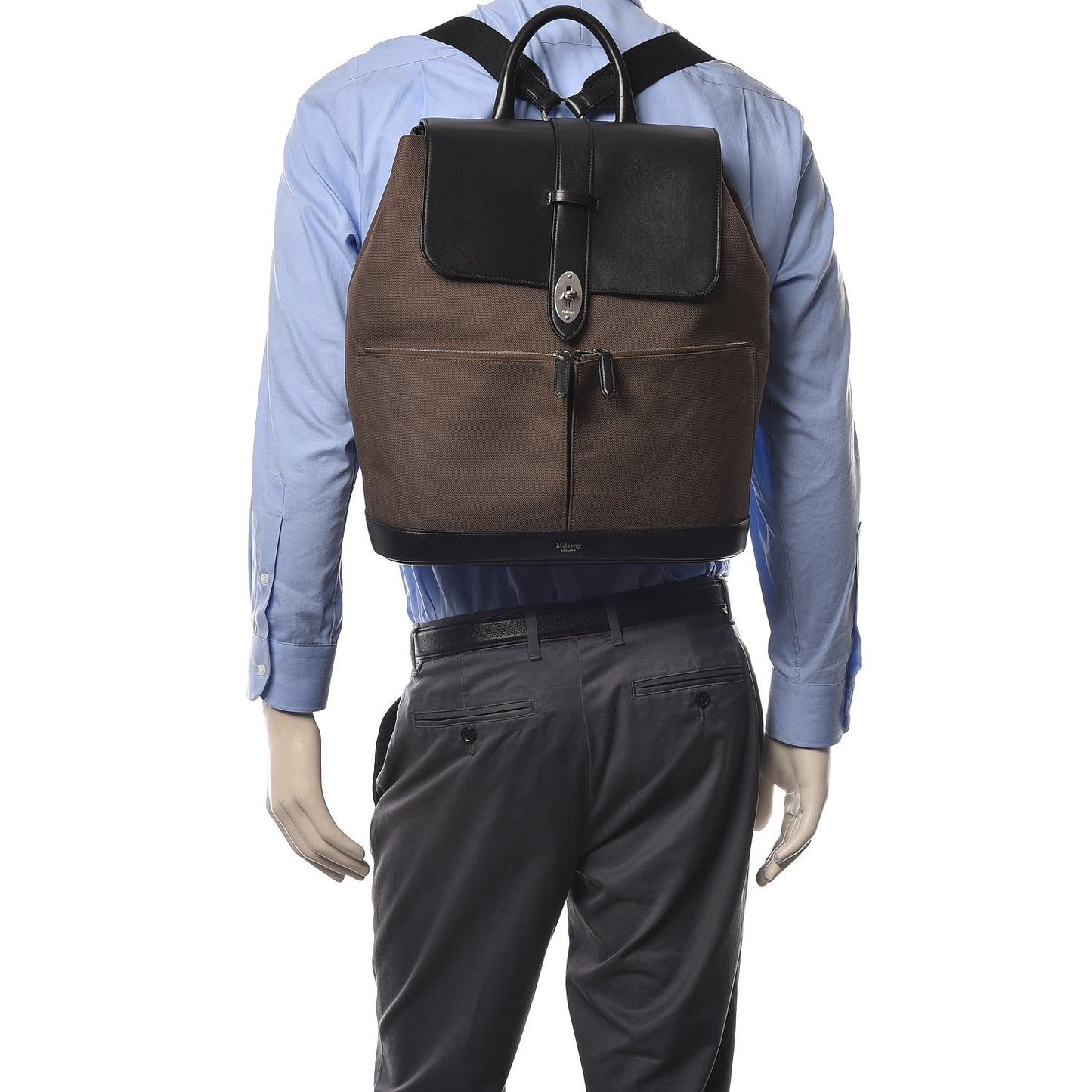 Nylon Calfskin Reston Backpack Dark Green Black