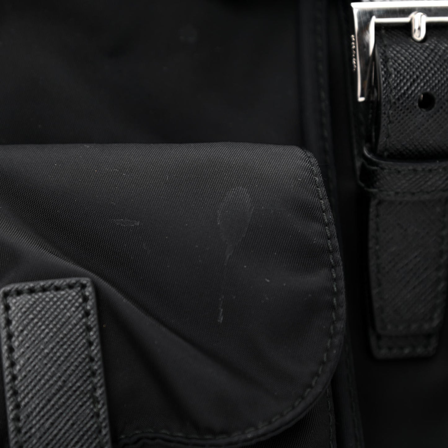 Re-Nylon Saffiano Medium Backpack Black