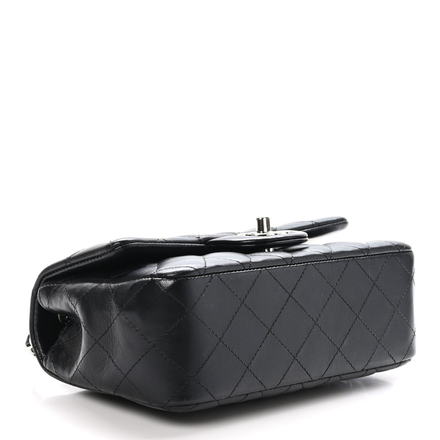 Lambskin Quilted Mini Rectangular Flap Black