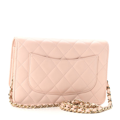 Chanel Lambskin Quilted Wallet On Chain WOC Light Pink 3 of 10