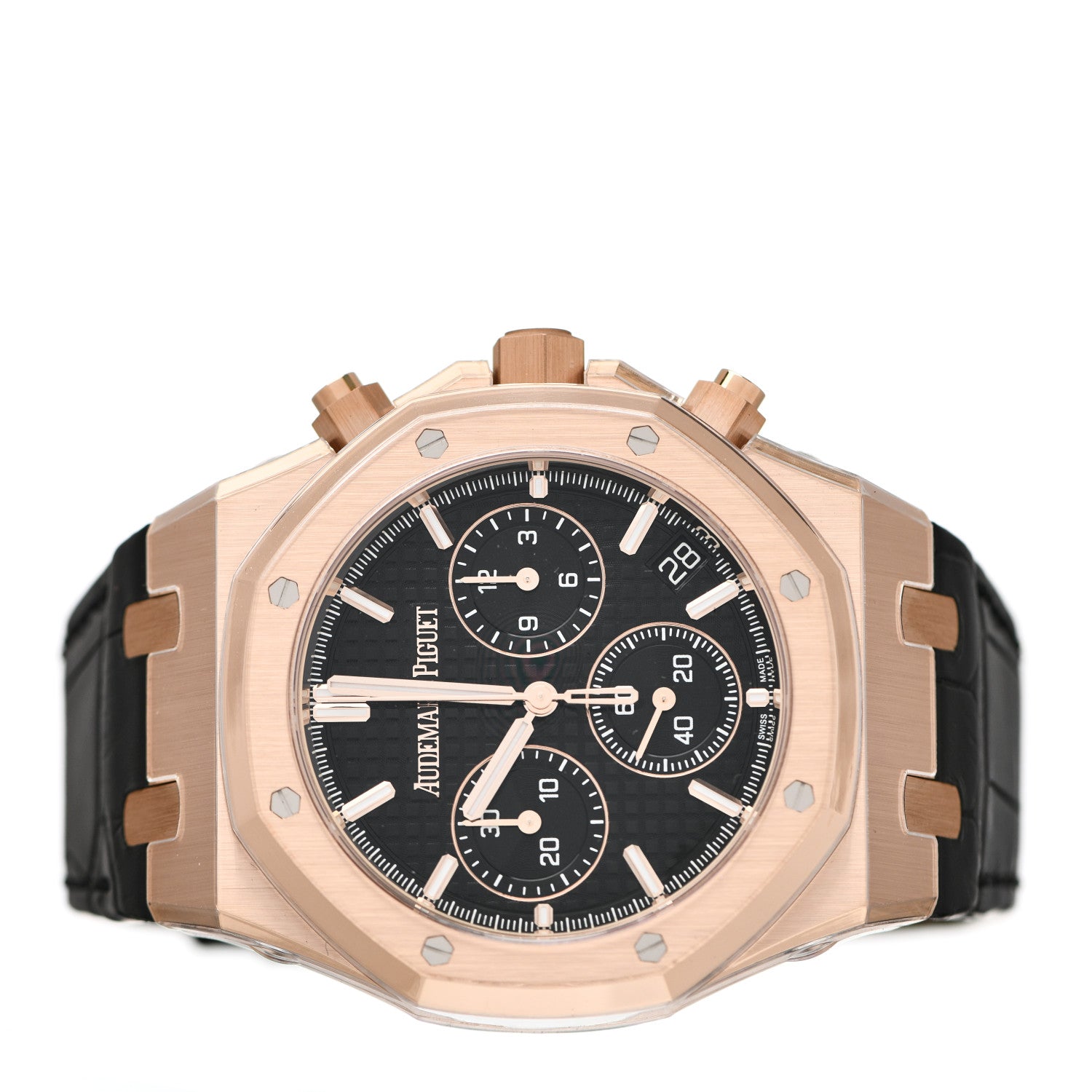 Audemars Piguet 18K Rose Gold Alligator 41mm Royal Oak Chronograph 50th Anniversary Automatic Watch Black 26240OR.OO.D002CR.01 2 of 5