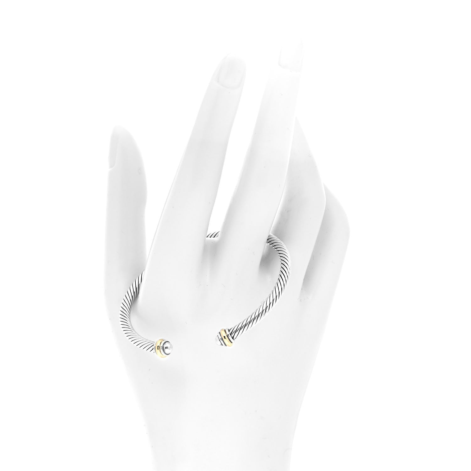 David Yurman Sterling Silver 18K Yellow Gold 4mm Cable Classics Bracelet 2 of 4