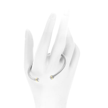 David Yurman Sterling Silver 18K Yellow Gold 4mm Cable Classics Bracelet 2 of 4