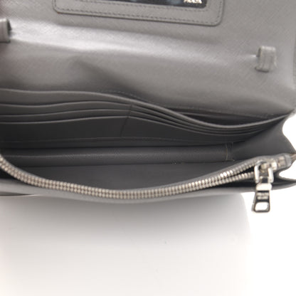 Prada Saffiano Metal Flap Wallet With Strap Marmo 6 of 16