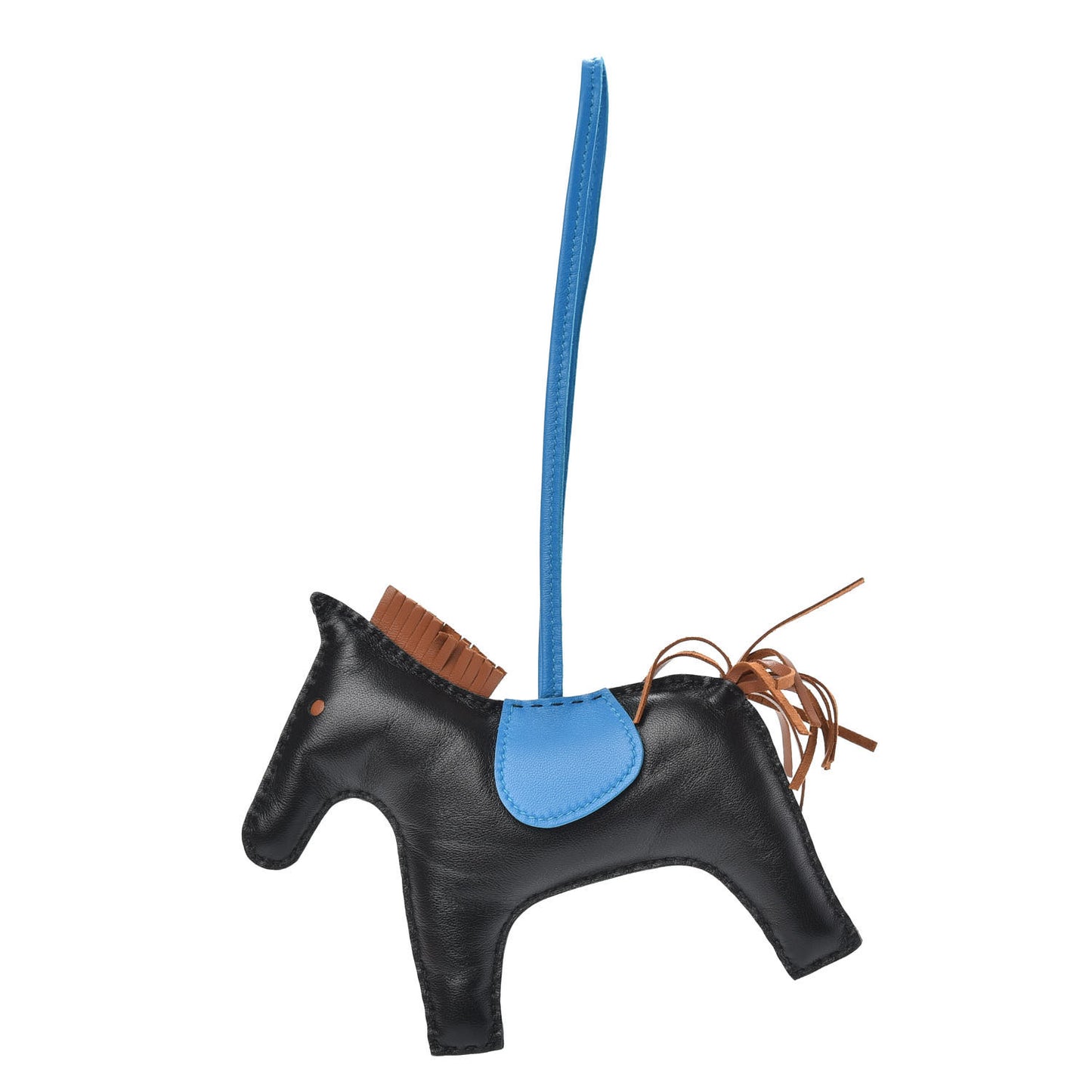 Milo Lambskin Grigri Rodeo Horse Bag Charm GM Black Gold Bleu Zanzibar