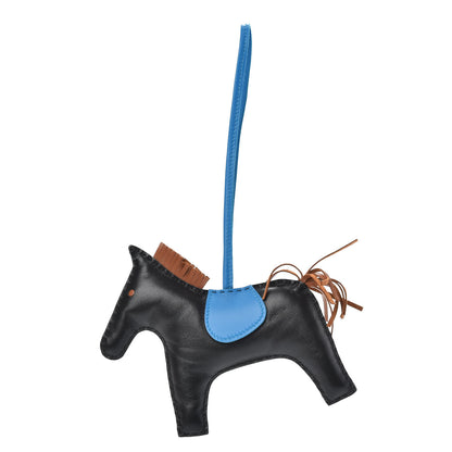Hermes Milo Lambskin Grigri Rodeo Horse Bag Charm GM Black Gold Bleu Zanzibar 1 of 4