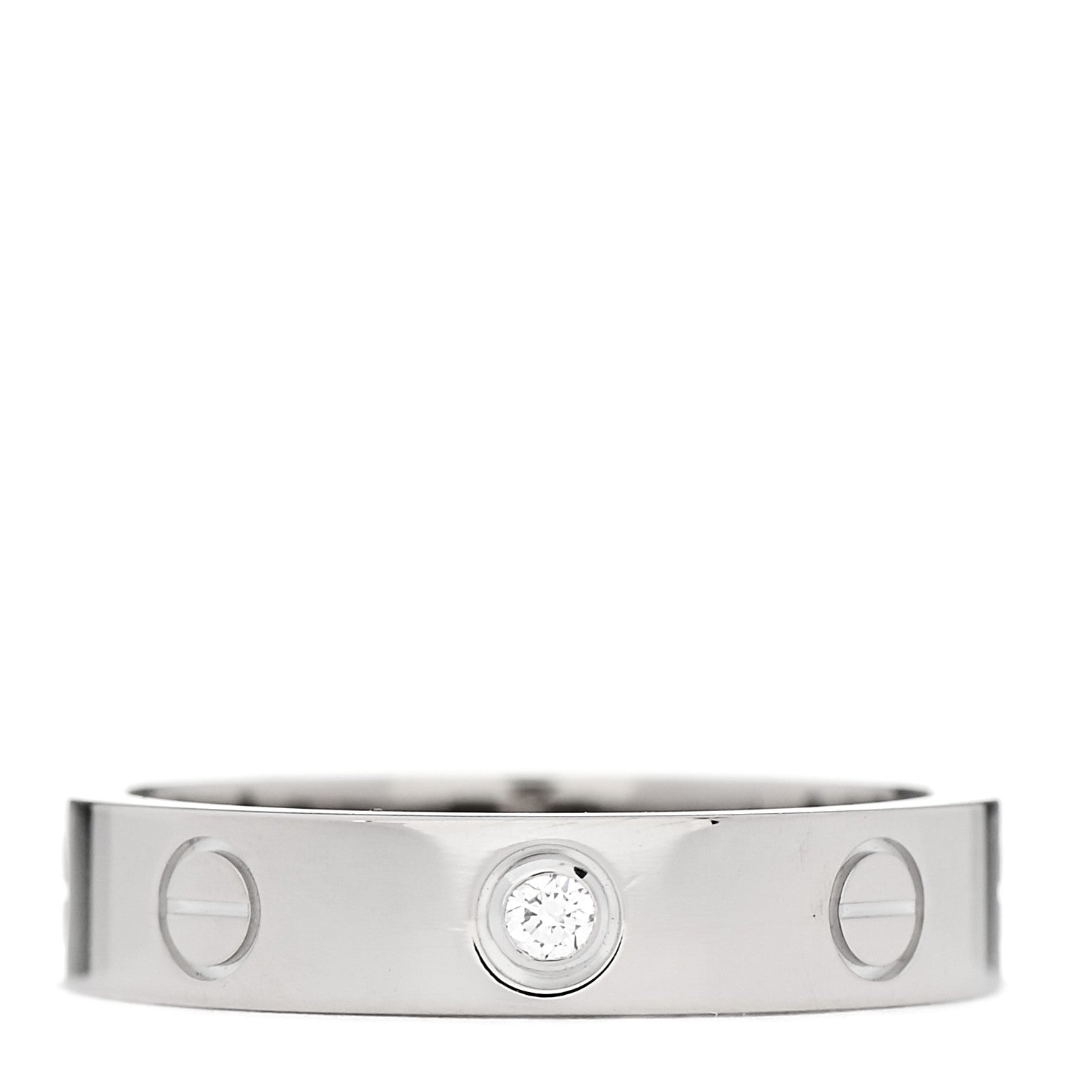 Cartier 18K White Gold Diamond 4mm LOVE Wedding Band Ring 52 6 1 of 4