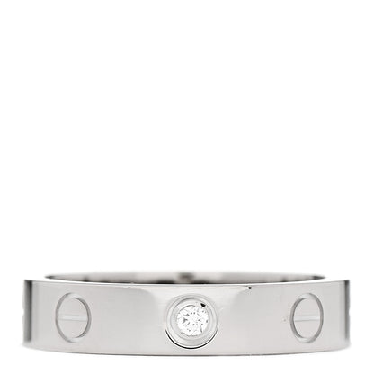 Cartier 18K White Gold Diamond 4mm LOVE Wedding Band Ring 52 6 1 of 4