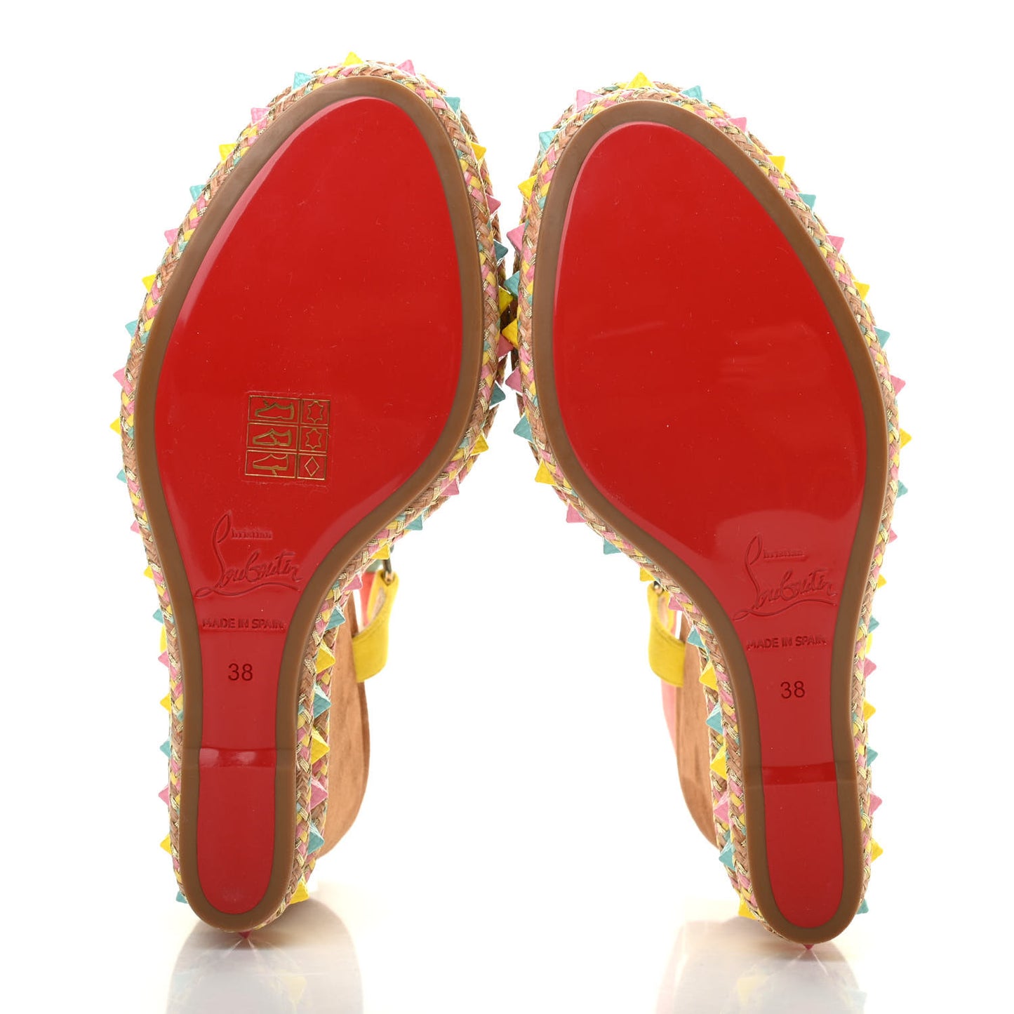 Veau Velours Pyraclou 110 Wedge Sandals 38 Biscotto