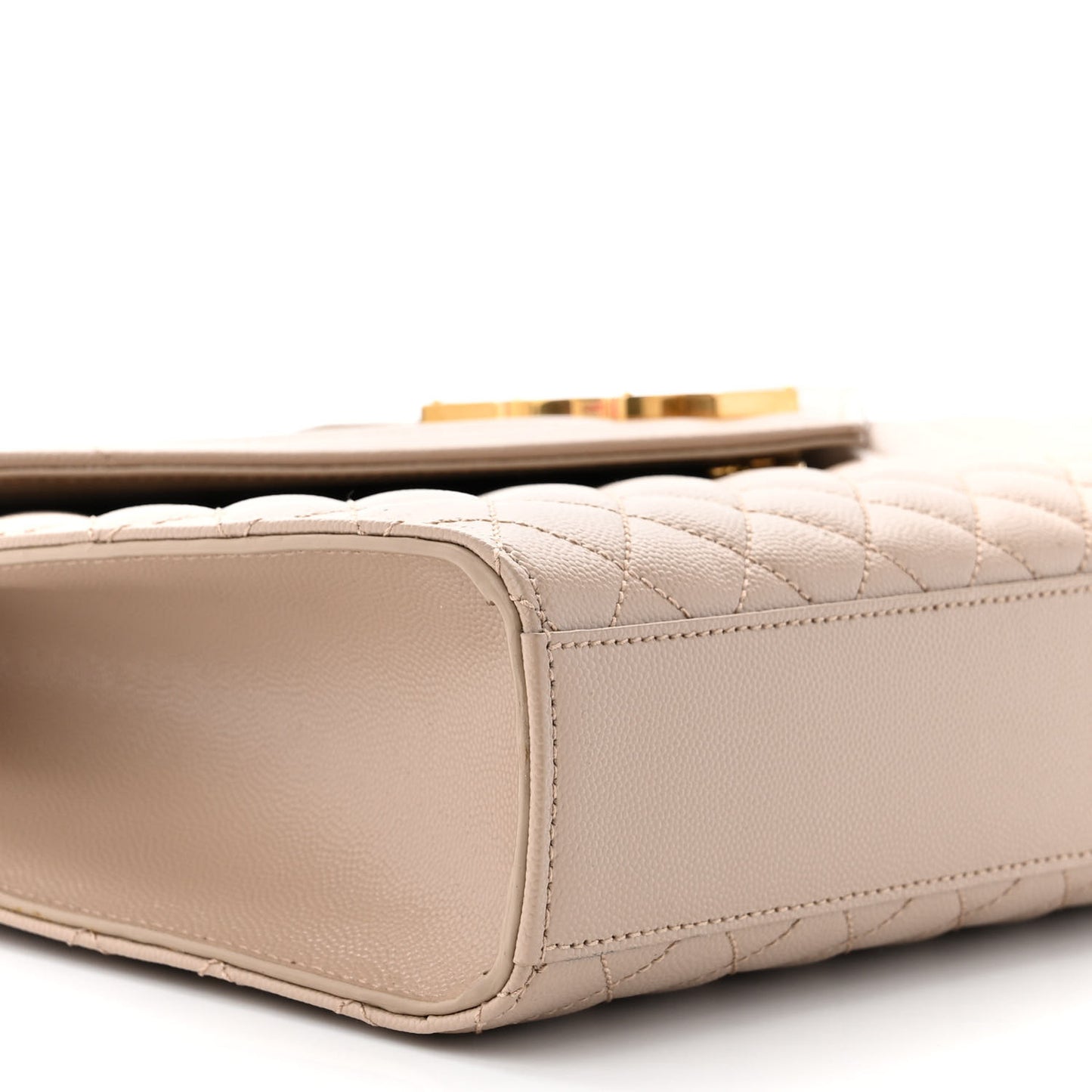 Grain De Poudre Mixed Matelasse Large Triquilt Monogram Satchel Beige