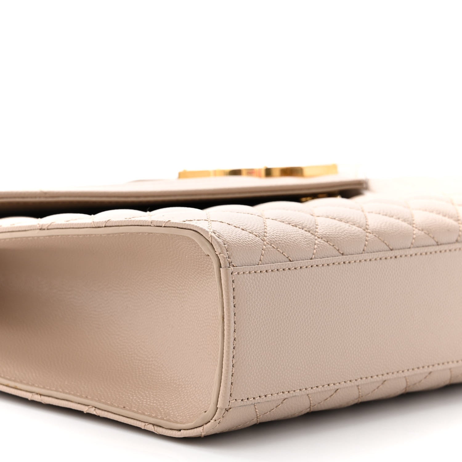 Saint Laurent Grain De Poudre Mixed Matelasse Large Triquilt Monogram Satchel Beige 9 of 14