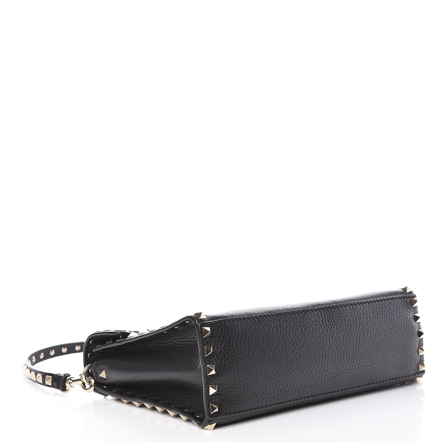 Valentino Garavani Pebbled Calfskin Small Rockstud Single Handle Flap Bag Black 4 of 8