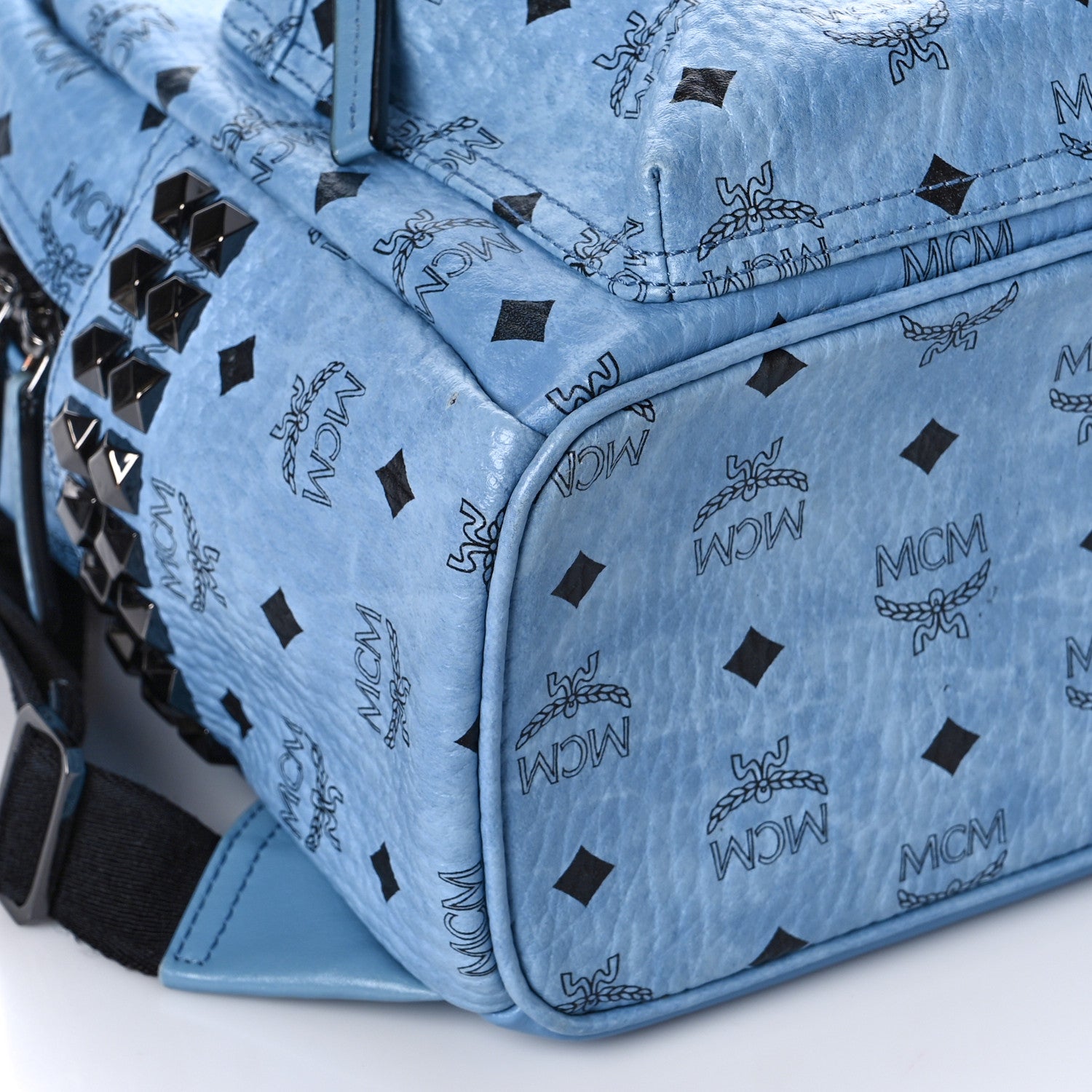 MCM Visetos Small Side Stud Stark Backpack Munich Blue 7 of 11