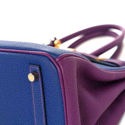 Hermes Togo Horseshoe Birkin 30 Blue Electrique Anemone 10 of 12