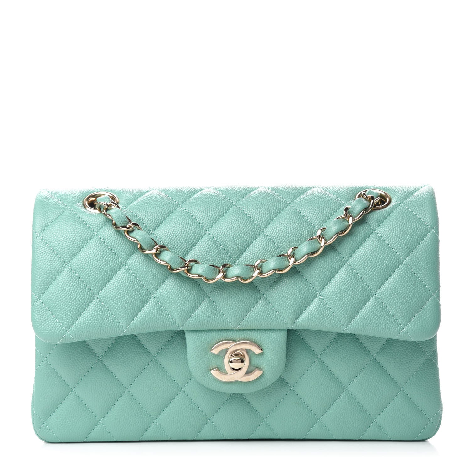 Chanel Caviar Quilted Small Double Flap Light Green 1 of 11