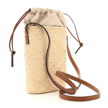 Loewe Calfskin Raffia Paulas Ibiza Square Bucket Bag Natural Tan 3 of 10