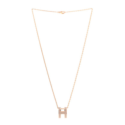 Hermes Lacquered Rose Gold Pop H Pendant Necklace Marron Glace 3 of 8