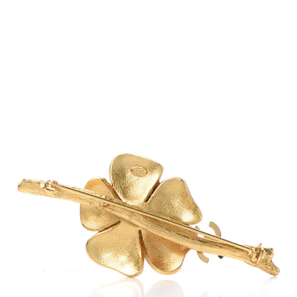 Chanel Gripoix Poured Glass Crystal Camellia Brooch Pink Gold 3 of 4