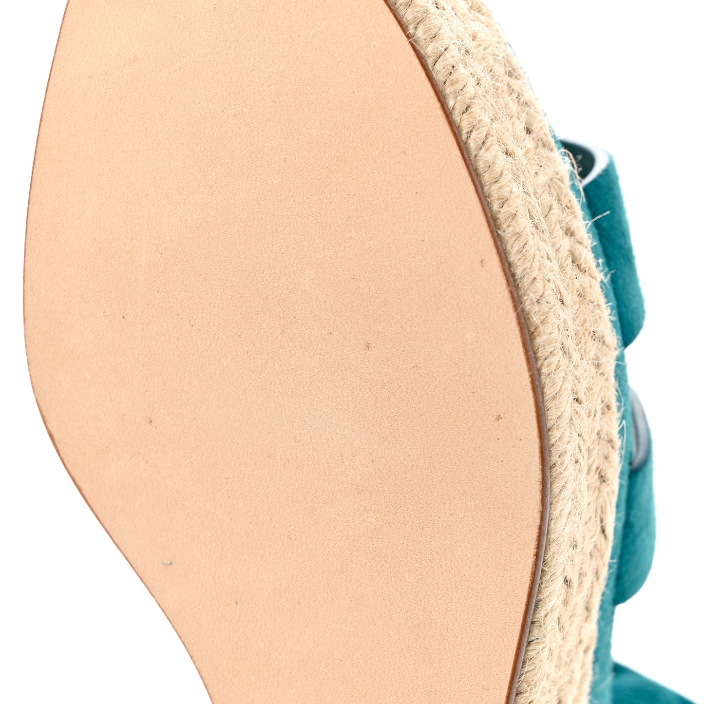 Suede Goatskin Elda Espadrille Wedge Sandals 36 Vert Oxford