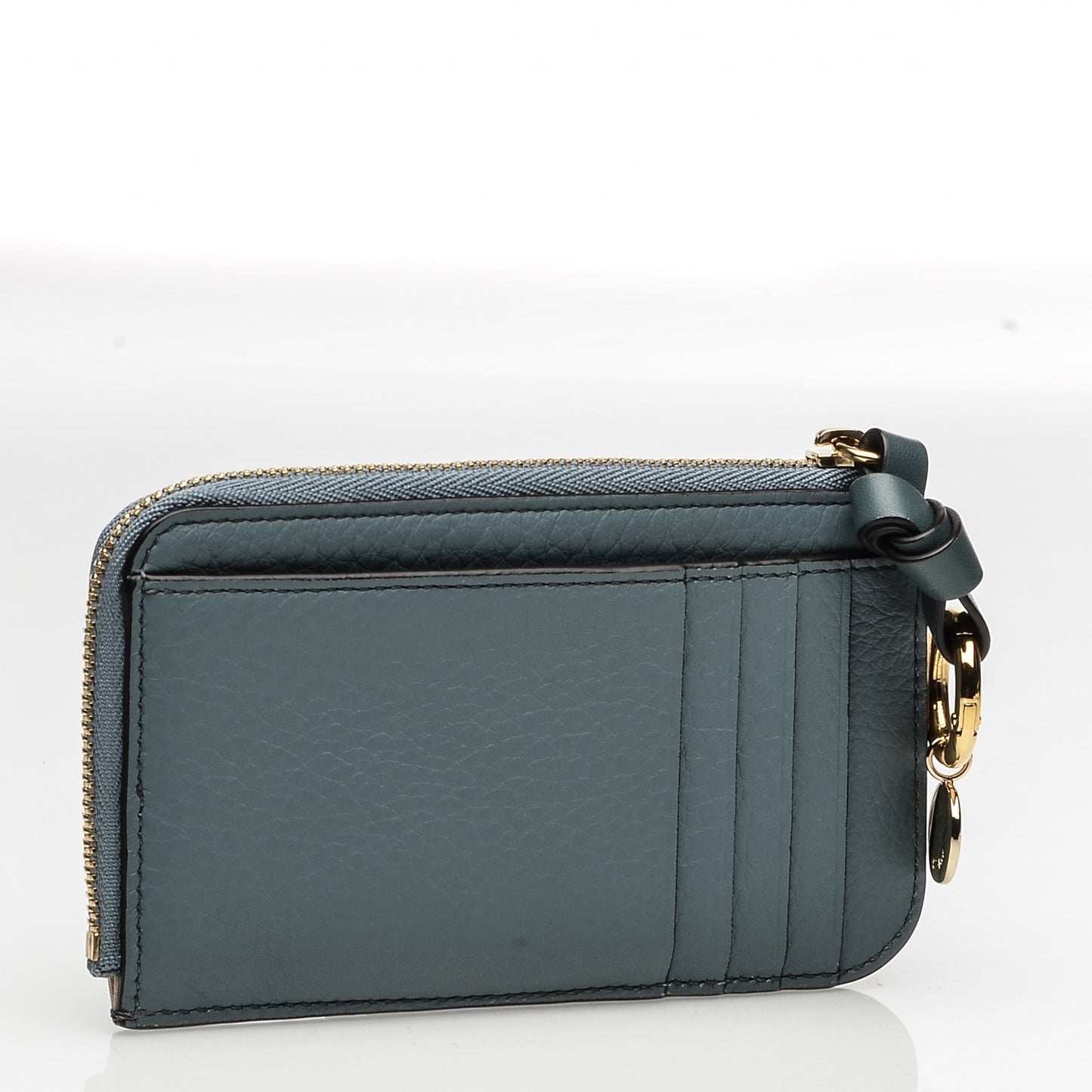 Grained Calfskin Alphabet Purse Wallet Cloudy Blue