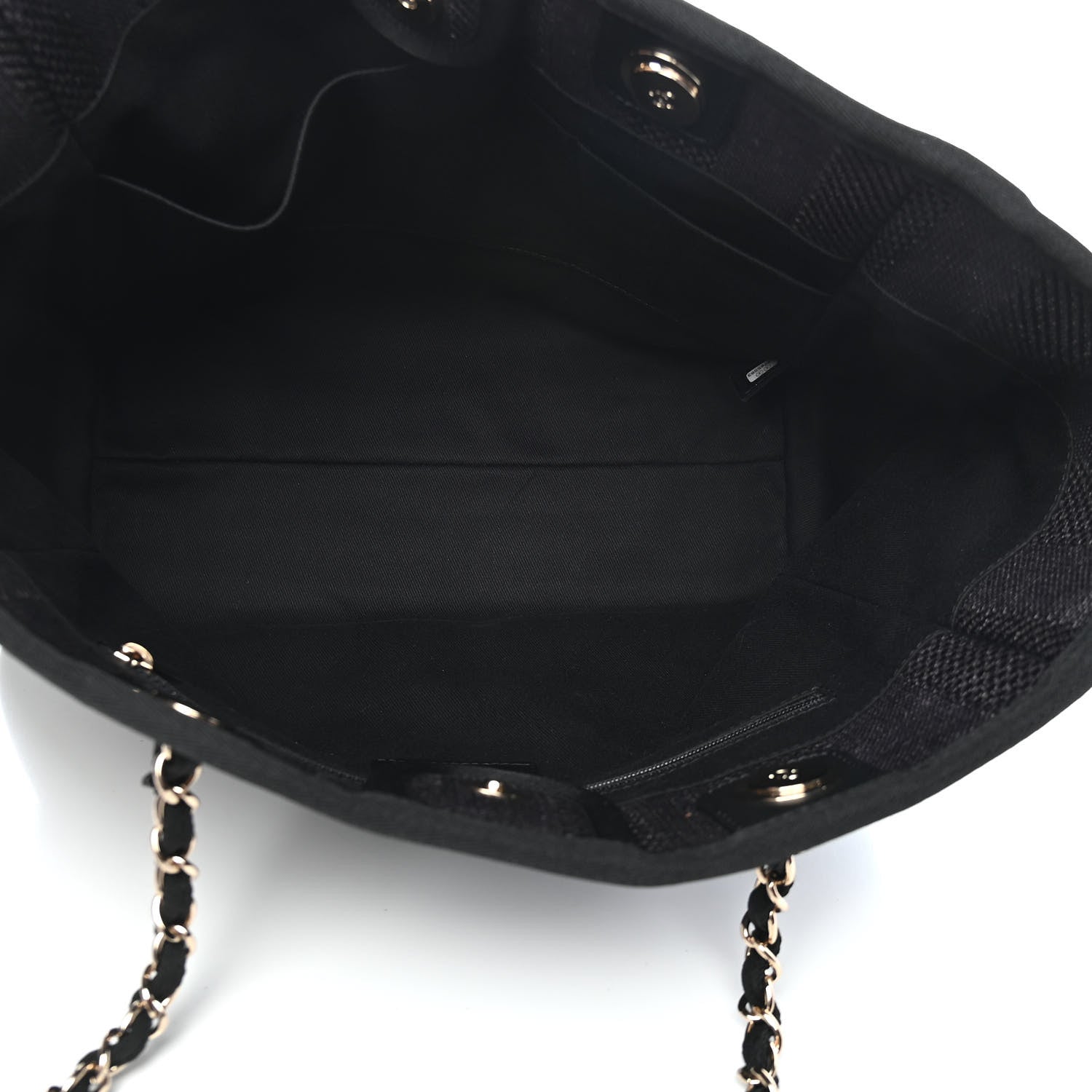 Chanel Mixed Fibers Striped Small Deauville Tote Black 5 of 9