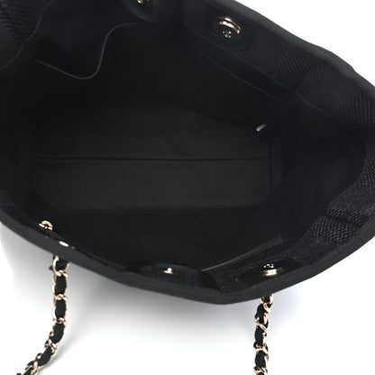 Chanel Mixed Fibers Striped Small Deauville Tote Black 5 of 9