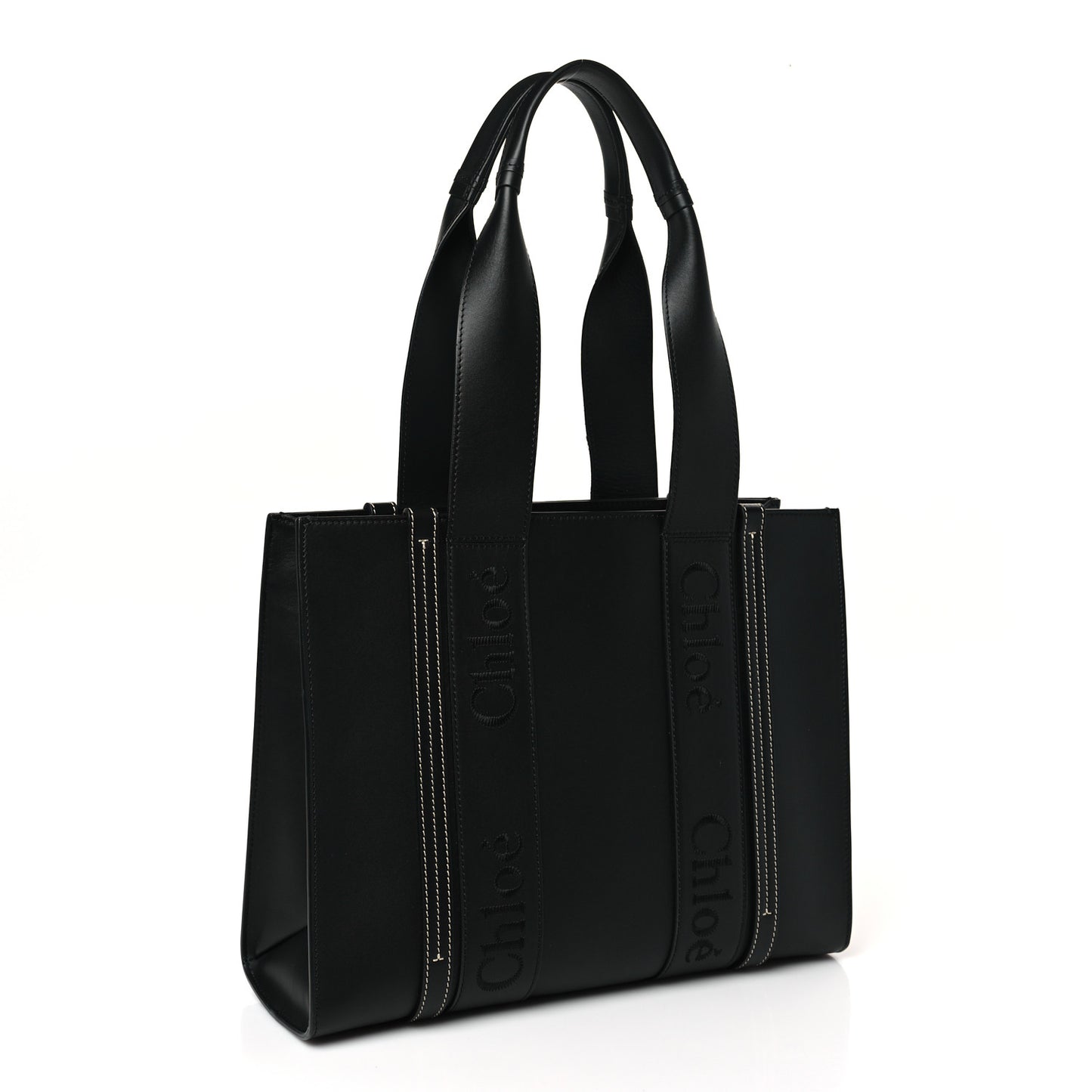 Calfskin Medium Woody Tote Black