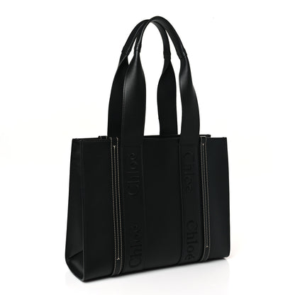 Chloe Calfskin Medium Woody Tote Black 3 of 9