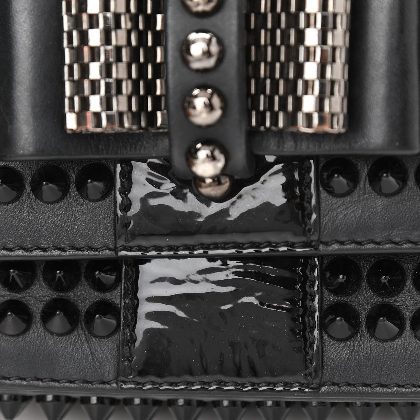 Calfskin Spikes Sweety Charity Crossbody Bag Black
