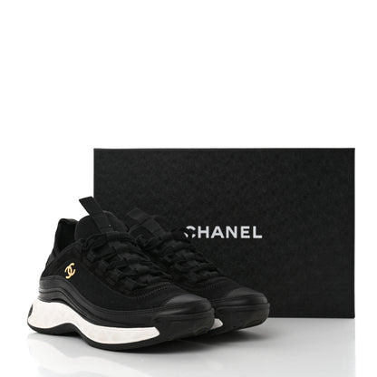 Chanel Velvet Calfskin Mixed Fibers CC Sneakers 36 Black 9 of 9
