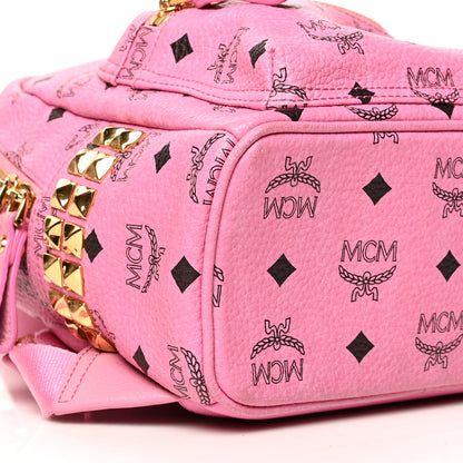 MCM Visetos Side Stud Mini Stark Backpack Pink 9 of 12