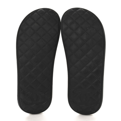 Chanel Thermoplastic PVC Camellia Mule Sandals 36 Black Ivory 6 of 10