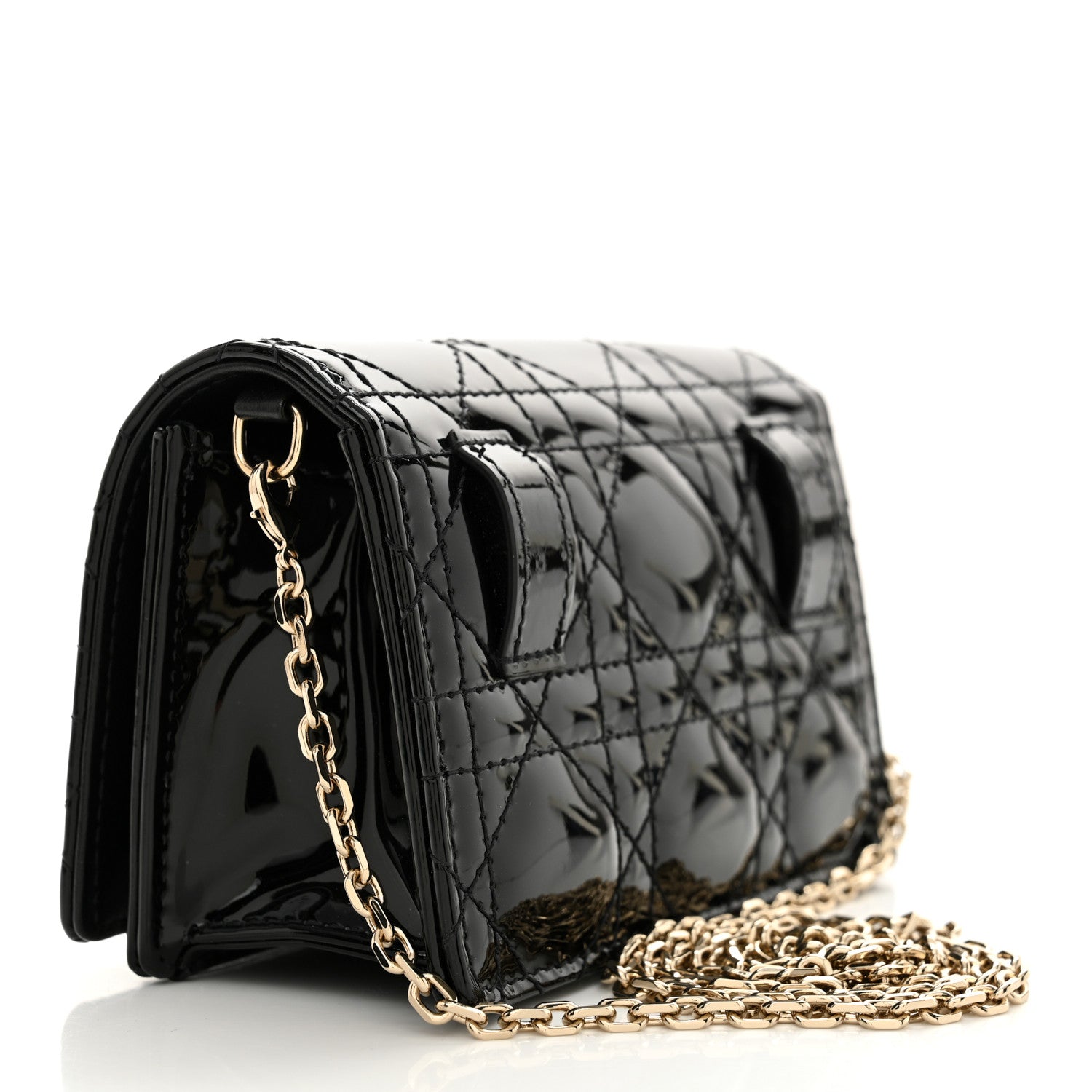 Christian Dior Patent Cannage Mini Pouch on Chain Black 3 of 10