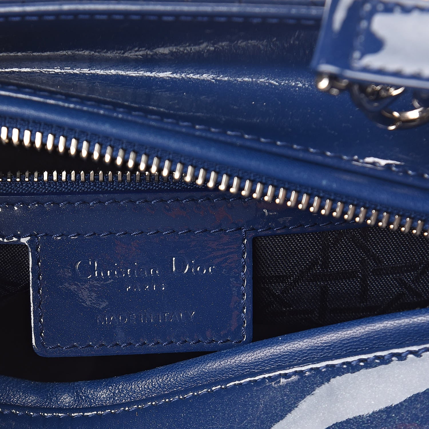 Christian Dior Patent Cannage Medium Lady Dior Blue 6 of 9